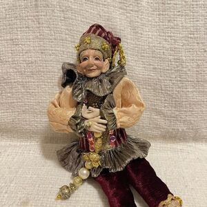 vtg large katherines collection collectible Christmas jester elf Pixi poseable‎